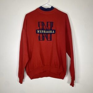 Vintage Nebraska Huskers Embroidered Made In USA XL Red Crewneck Sweatshirt